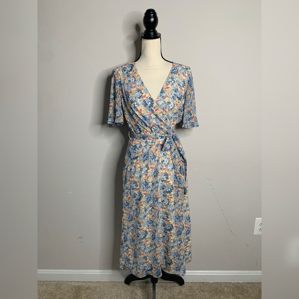 Lauren Ralph Lauren Floral Georgette Faux Wrap Midi Dress - Picture 3 of 14